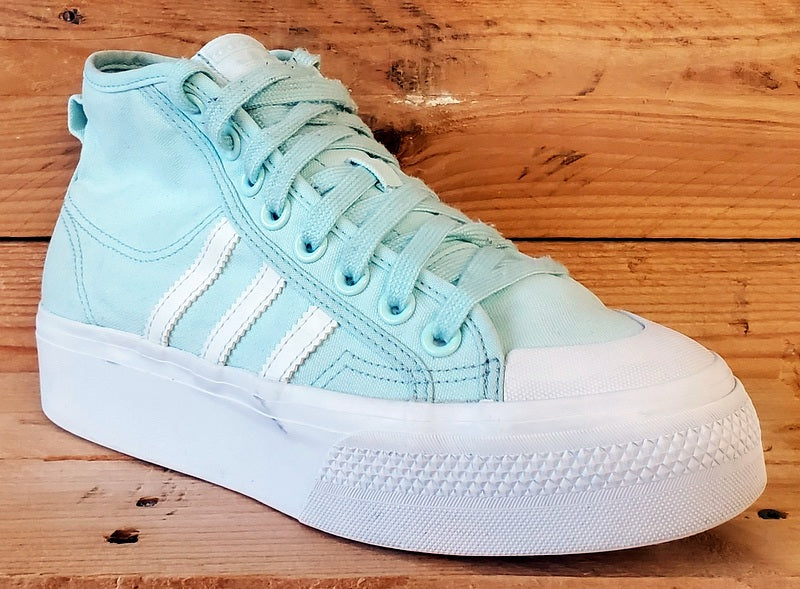 Adidas Nizza Platform Mid Canvas Trainers UK6/US7.5/EU39 H02700 Green/White