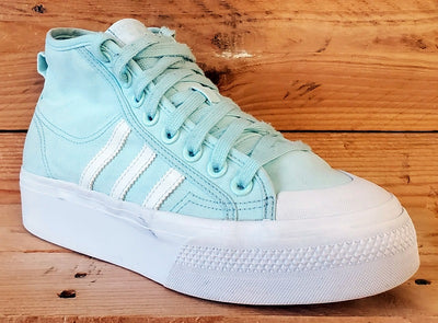 Adidas Nizza Platform Mid Canvas Trainers UK6/US7.5/EU39 H02700 Green/White