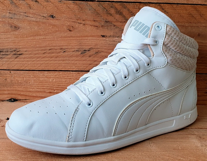 Puma Ikaz Mid Leather Trainers 363713 03 Triple White UK7/US9.5/EU40.5