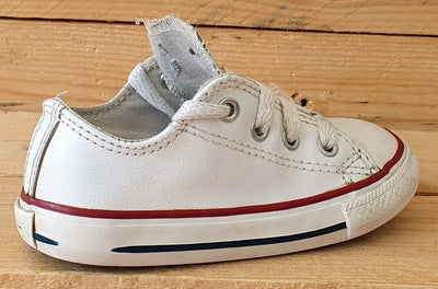 Converse Chuck Taylor OX Low Leather Kids Trainers UK7/US7/E23 735892C White/Red