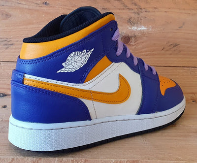 Nike Air Jordan 1 Mid Leather Trainers UK3.5/US4Y/EU36 DQ8423-517 Lakers Purple