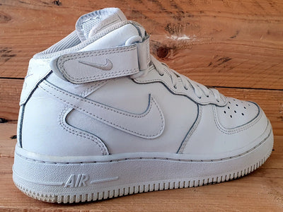 Nike Air Force 1 Mid Leather Trainers UK4/US4.5Y/EU36.5 314195-113 Triple White