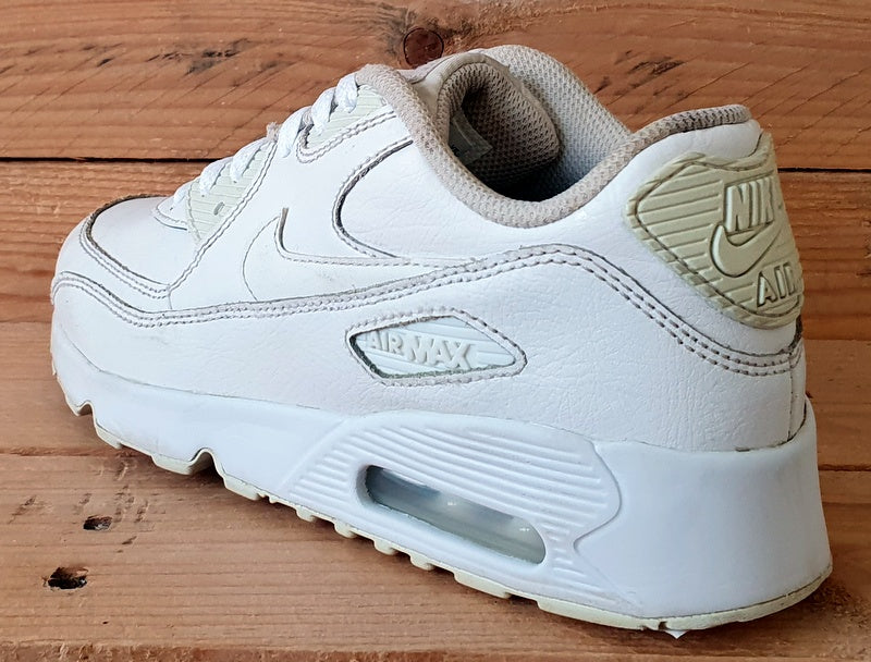 Nike Air Max 90 Low Leather Trainers 833414-100 Triple White UK2/US2.5Y/EU34