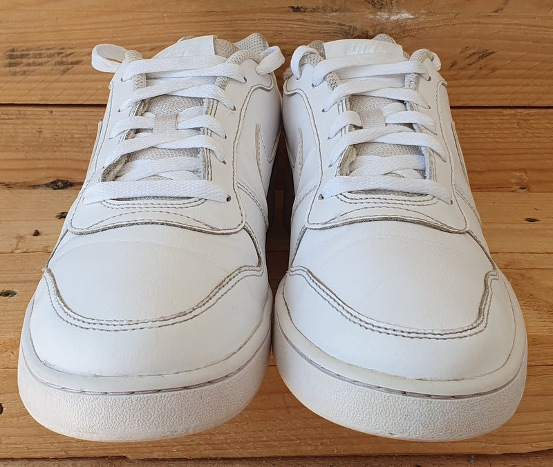 Nike Ebernon Low Leather Trainers UK8 US9 EU42.5 AQ1775 100 Triple White VintageTrainers