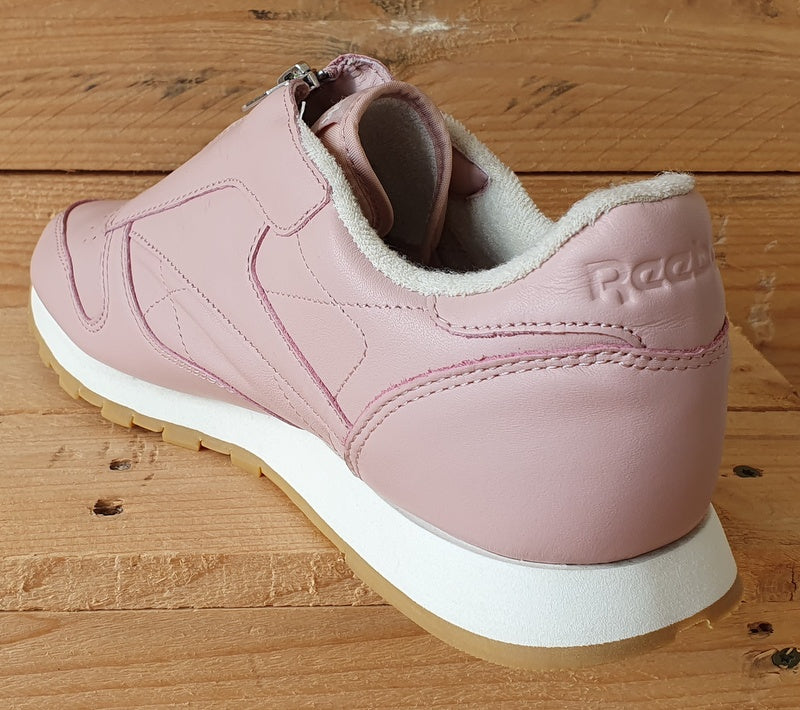 Reebok Classic Zip Low Leather Trainers UK7 US9.5 EU40.5 BS8065 Pink White Gum VintageTrainers