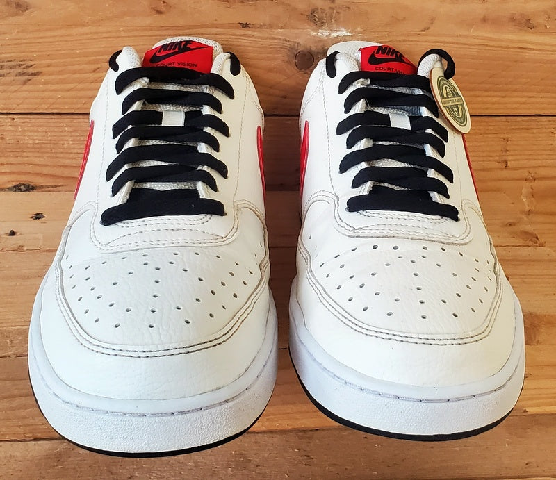 Nike Court Vision Low Leather Trainers UK10/US11/EU45 DH2987-102 Cream/Red