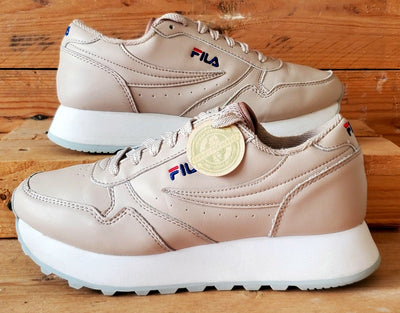 Fila Orbit Zeppa Low Leather Trainers UK4/US6/EU37 1010311 71E Cream/Tan