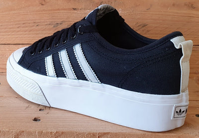 Adidas Original Nizza Low Canvas Trainers UK7/US8.5/EU40.5 FV5321 Black/White