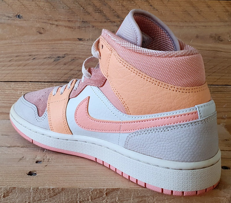 Nike Jordan 1 Mid Leather/Suede Trainers UK5.5/US8/E39 DH4270-800 Apricot Orange