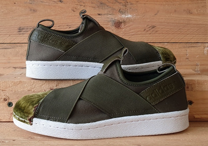 Adidas superstar slip on green best sale