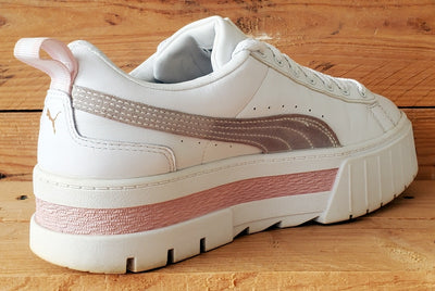 Puma Mayze Platform Low Leather Trainers UK7/US9.5/EU40.5 381983-08 White