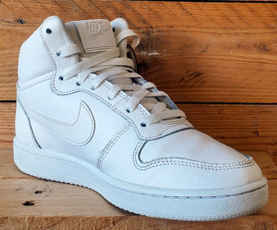 Nike Ebernon Mid Leather Trainers UK6/US7/EU40 AQ1773-100 Triple White