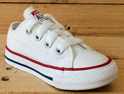 Converse All Star Low Canvas Kids Trainers UK4/US4/EU20 7J256C White/Red