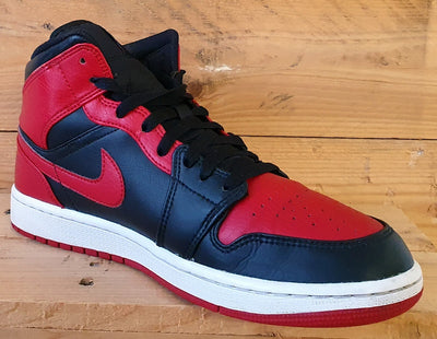 Nike Air Jordan 1 Mid Banned Leather Trainers UK8.5/US9.5/EU43 554724-074 Bred