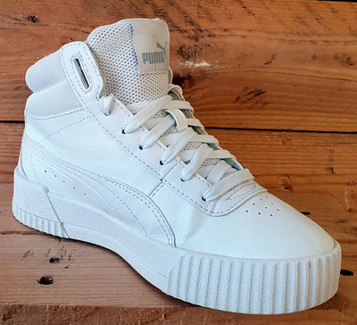 Puma Carina Mid Leather Trainers UK4/US5C/EU37 374440-01 Triple White