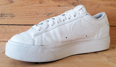 Nike Blazer Platform Low Leather Trainers UK6/US8.5/EU40 DJ0292-100 Triple White