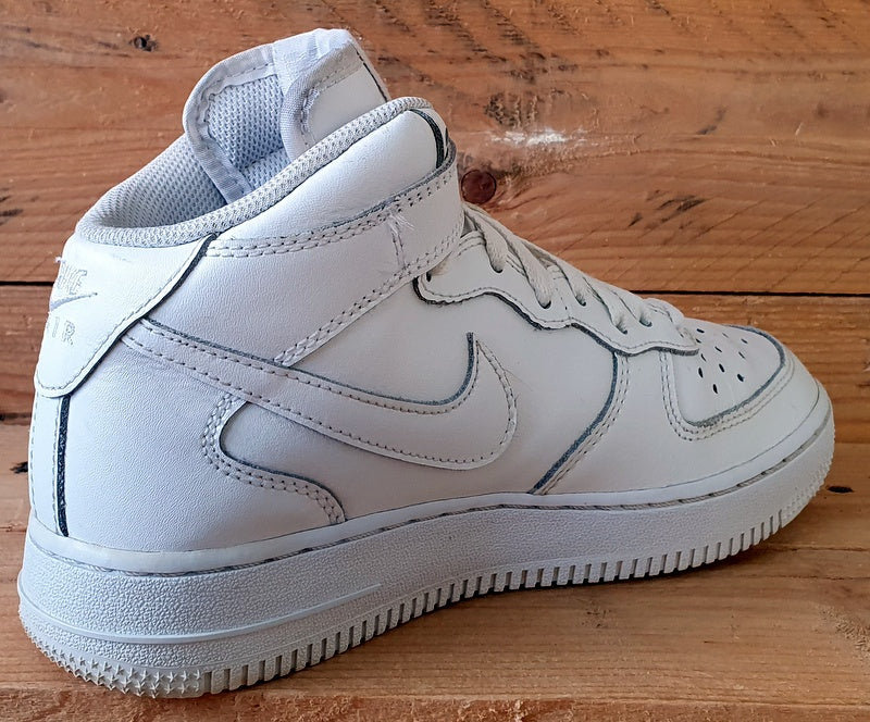 Nike Air Force 1 Mid Leather Trainers UK4 US4.5Y EU36.5 314195 113 Triple White VintageTrainers