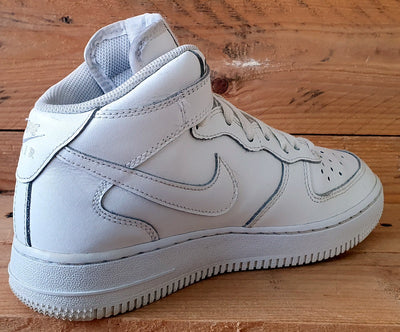 Nike Air Force 1 Mid Leather Trainers UK4/US4.5Y/EU36.5 314195-113 Triple White