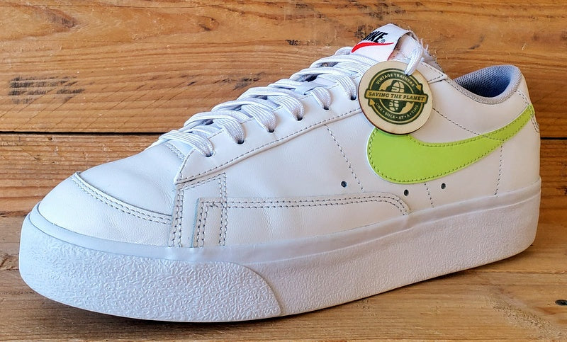Nike Blazer Platform Low Leather Trainers UK7.5/US10/EU42 DJ0292-102 White/Lemon