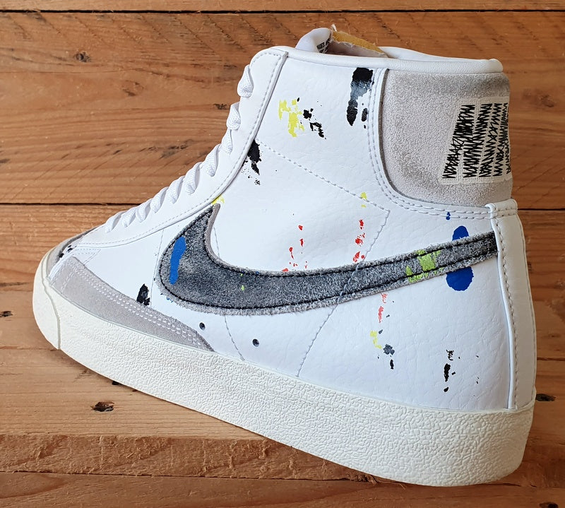 Nike Blazer Mid 77 Leather Trainers UK8/US9/EU42.5 DC7331-100 Paint Splatter