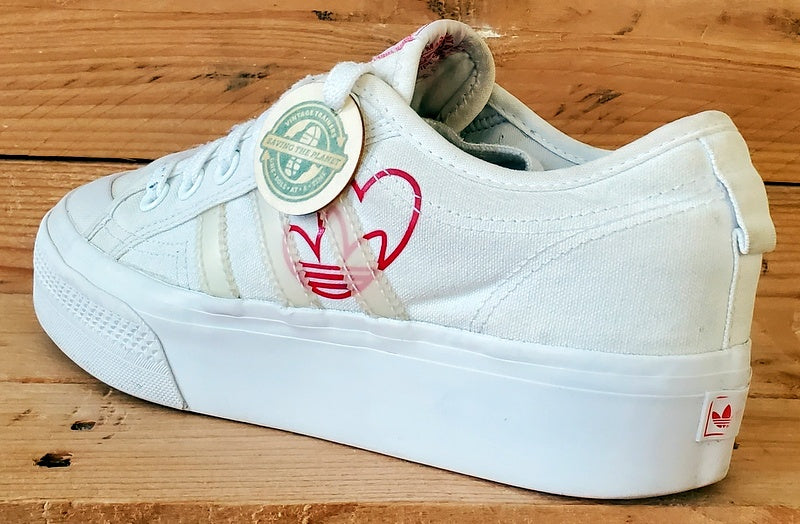 Adidas Nizza Platform Low Canvas Trainers UK6/US7.5/EU39 FX9179 White/Red