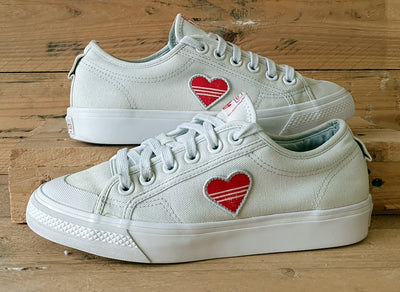 Adidas Nizza Trefoil Low Canvas Trainers UK6/US7.5/EU39 H02542 Crystal White/Red