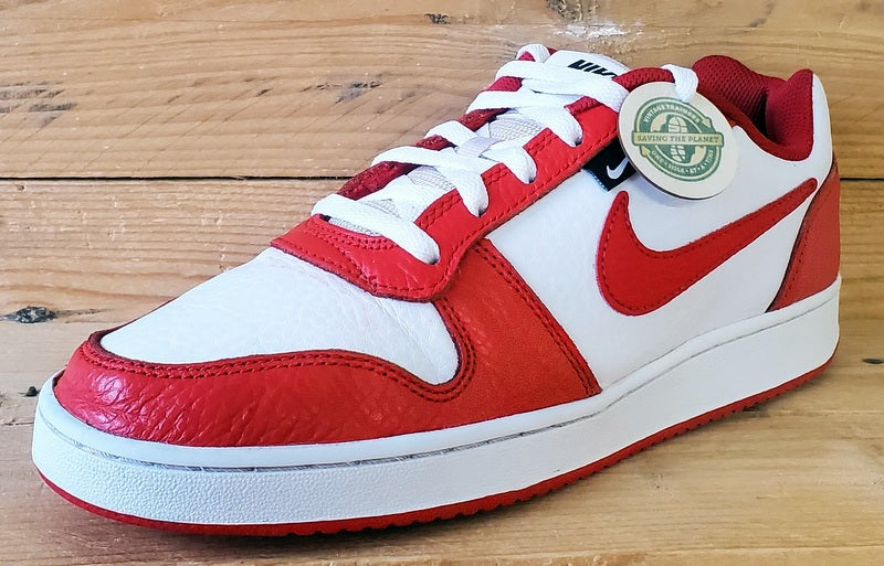Nike Ebernon Premium Low Leather Trainers UK7/US8/EU41 AQ1774-101 White/Red