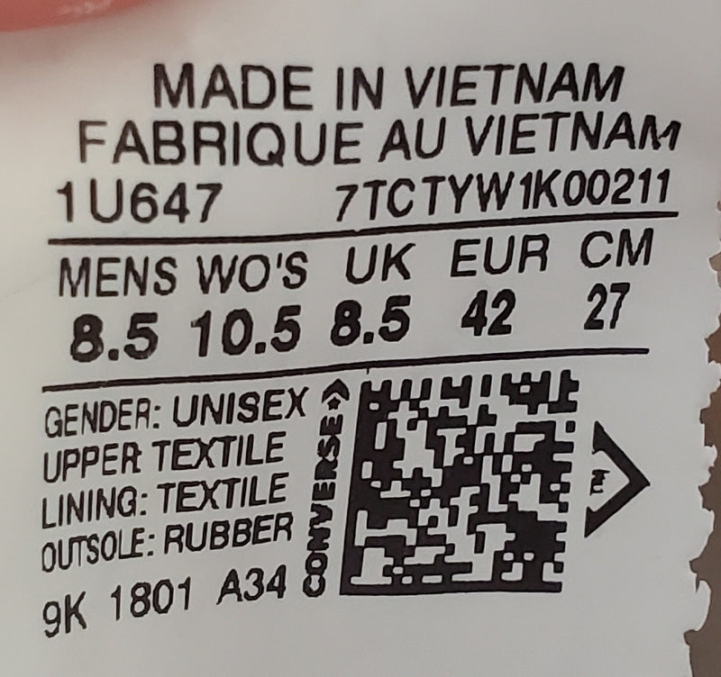 Converse Chuck Taylor All Star Low Canvas Trainers UK8.5/US8.5/EU42 1U647 White