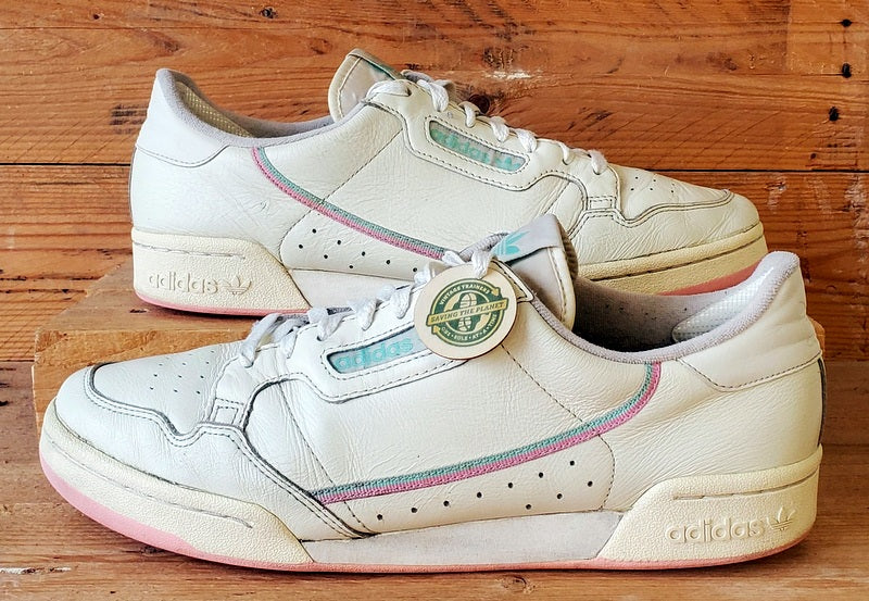 Adidas Continental 80 Low Leather Trainers UK11/US11.5/EU46 BD7645 Cream/Pink