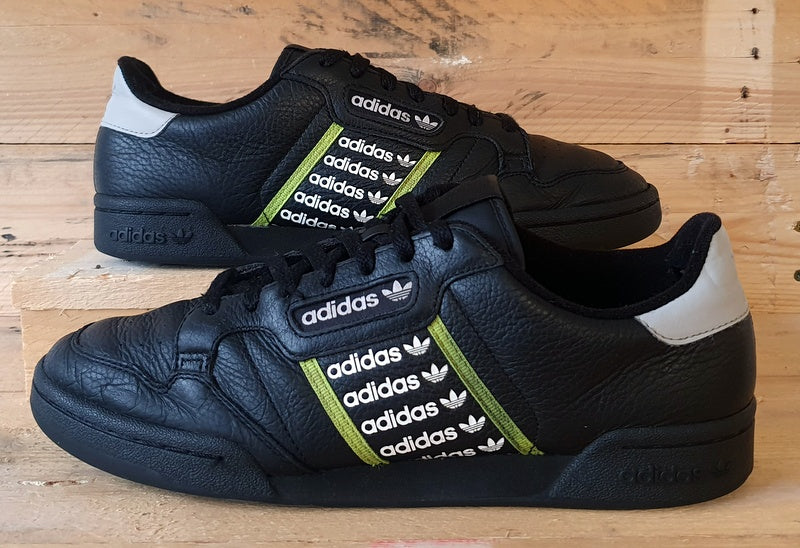 Adidas Continental 80 Low Leather Trainers UK10/US10.5/E44.5 FX5108 Black/Green