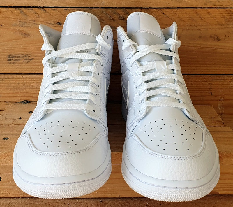 Nike Air Jordan 1 Mid Leather Trainers UK11/US12/EU46 554724-130 Triple White