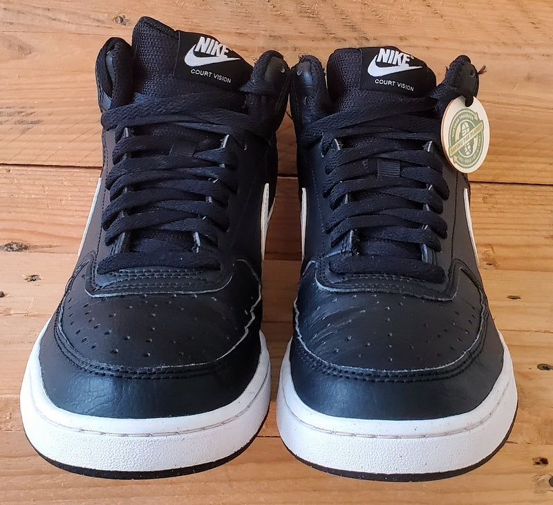 Nike Court Vision Mid Leather Trainers UK6/US7/EU40 DN3577-001 Black/White
