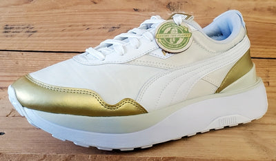 Puma Cruise Rider Low Textile Trainers UK6.5/US9/EU40 380500-01 White/Team Gold