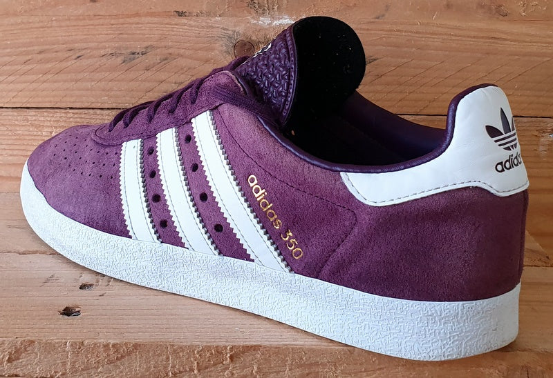 Adidas 350 Low Suede Trainers UK8.5/US9/EU42.5 BY9766 Burgundy/White