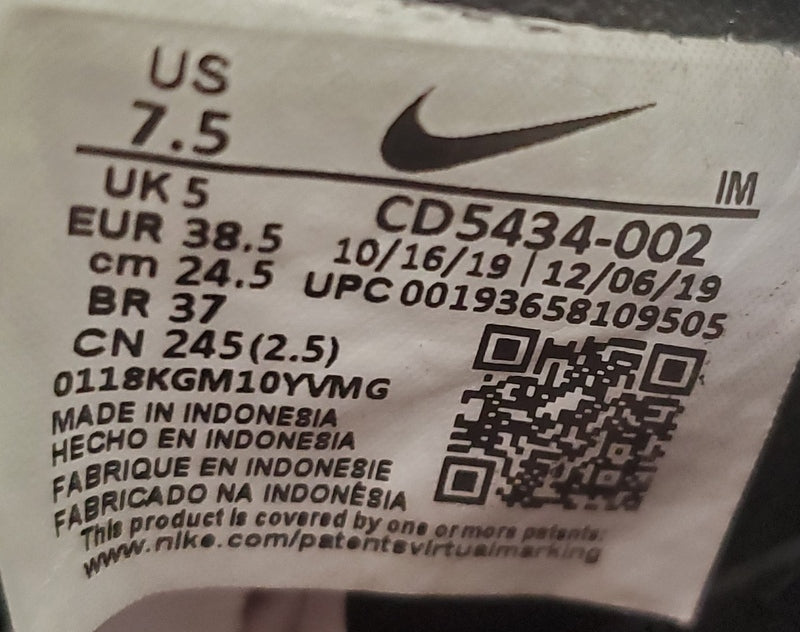 Nike Court Vision Low Leather Trainers UK5/US7.5/EU38.5 CD5434-002 Black/White