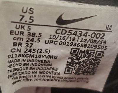 Nike Court Vision Low Leather Trainers UK5/US7.5/EU38.5 CD5434-002 Black/White