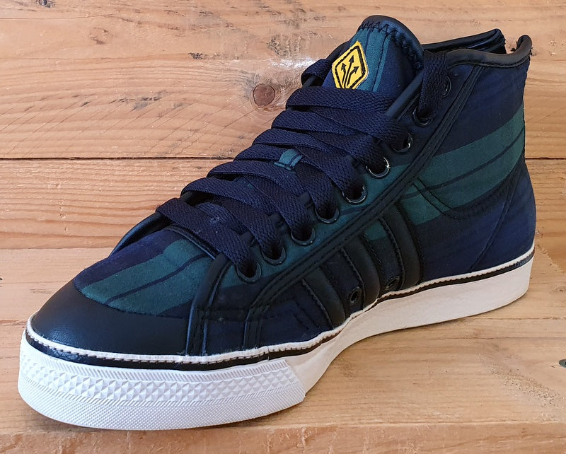 Adidas Nizza Mid Textile Trainers UK7/US7.5/EU40.5 G12423 Navy/Green Tartan