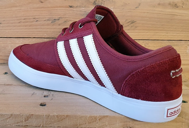 Adidas Seeley Low Canvas/Suede Trainers UK8/US8.5/EU42 G98079 Maroon/White