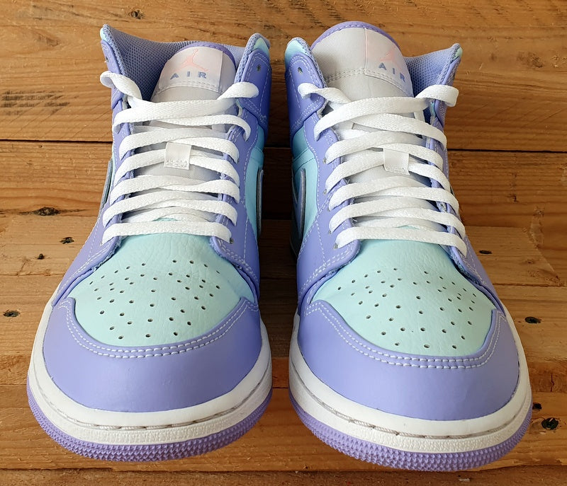 Nike Air Jordan 1 Mid Leather Trainers UK8.5/US9.5/EU43 554724-500 Purple Aqua