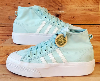 Adidas Nizza Platform Mid Canvas Trainers UK6/US7.5/EU39 H02700 Green/White