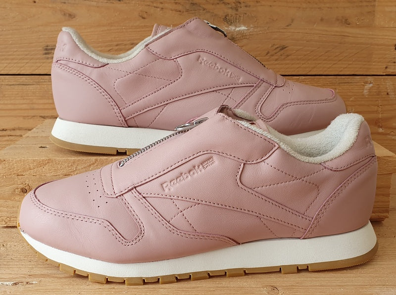 Reebok Classic Zip Low Leather Trainers UK7/US9.5/EU40.5 BS8065 Pink/White/Gum