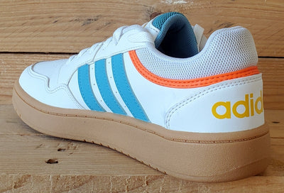 Adidas Hoops Low Leather Trainers UK5/US5.5/EU38 HP9047 White/Blue/Gum