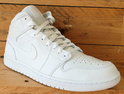 Nike Air Jordan 1 Mid Leather Trainers UK11/US12/EU46 554724-130 Triple White