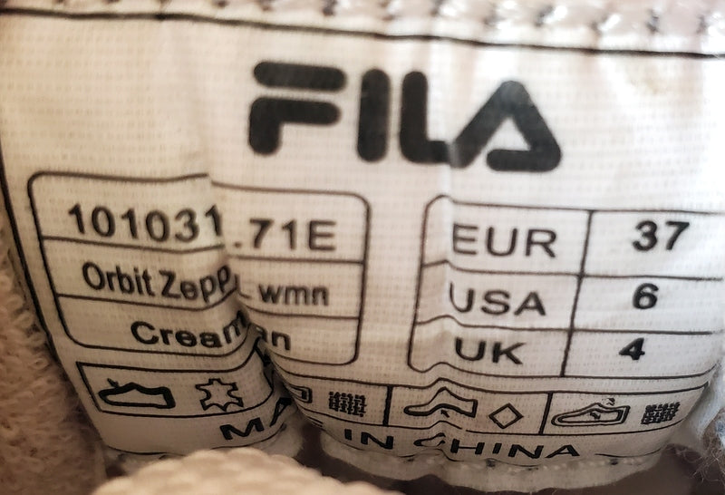 Fila Orbit Zeppa Low Leather Trainers UK4/US6/EU37 1010311 71E Cream/Tan