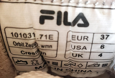 Fila Orbit Zeppa Low Leather Trainers UK4/US6/EU37 1010311 71E Cream/Tan