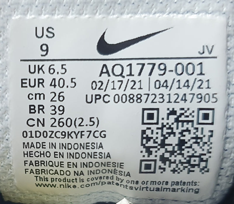 Nike Ebernon Low Leather Trainers AQ1779-001 Black/White UK6.5/US9/EU40.5