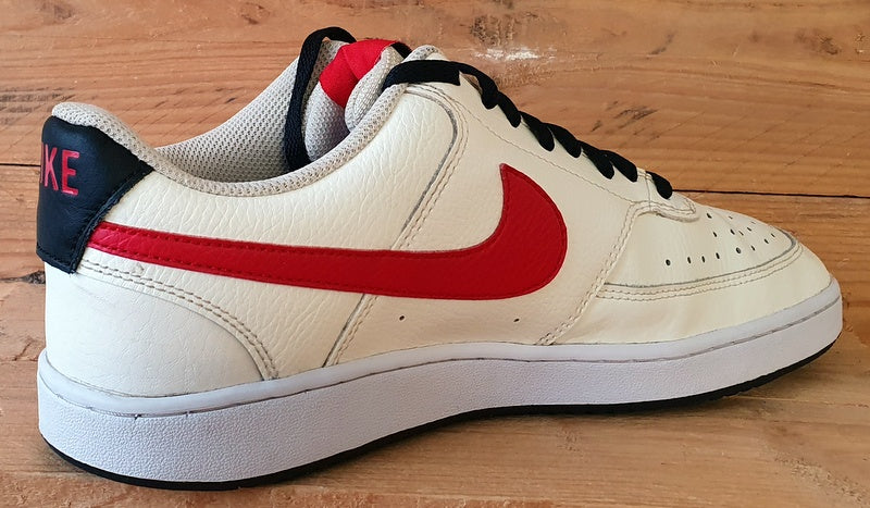 Nike Court Vision Low Leather Trainers UK10/US11/EU45 DM1187-101 Cream/Red