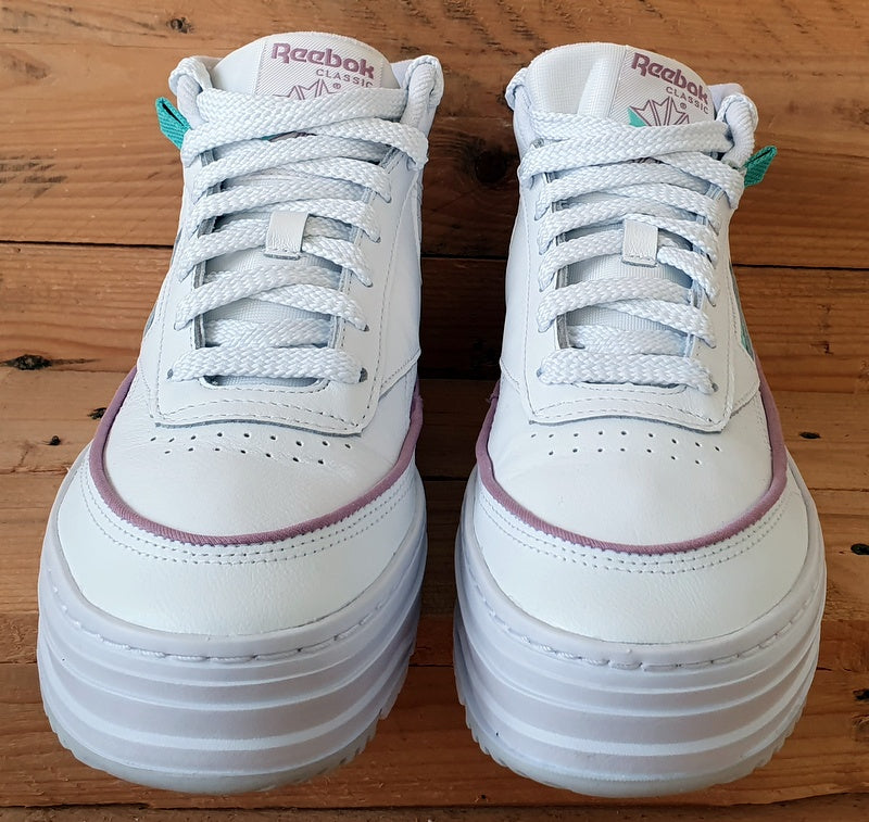 Reebok Club C Geo Mid Leather Trainers UK5.5/US8/EU38.5 GZ4938 White Lilac Teal