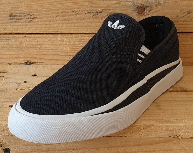 Adidas Sabalo Slip On Low Canvas Trainers UK9/US9.5/EU43 EE6130 Blacl/White