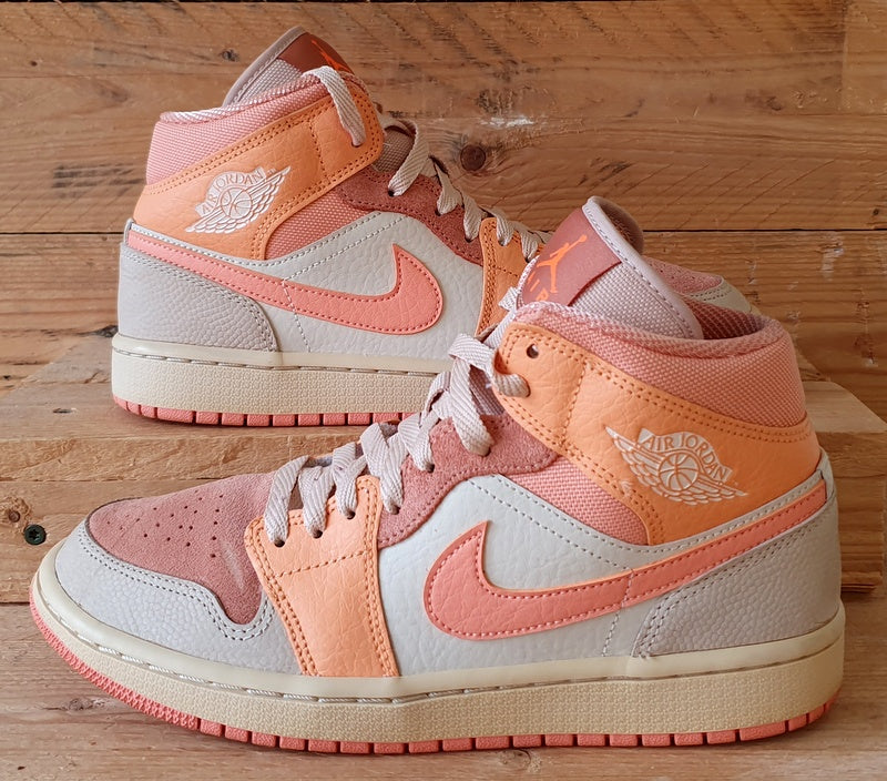 Nike Jordan 1 Mid Leather/Suede Trainers UK5.5/US8/E39 DH4270-800 Apricot Orange